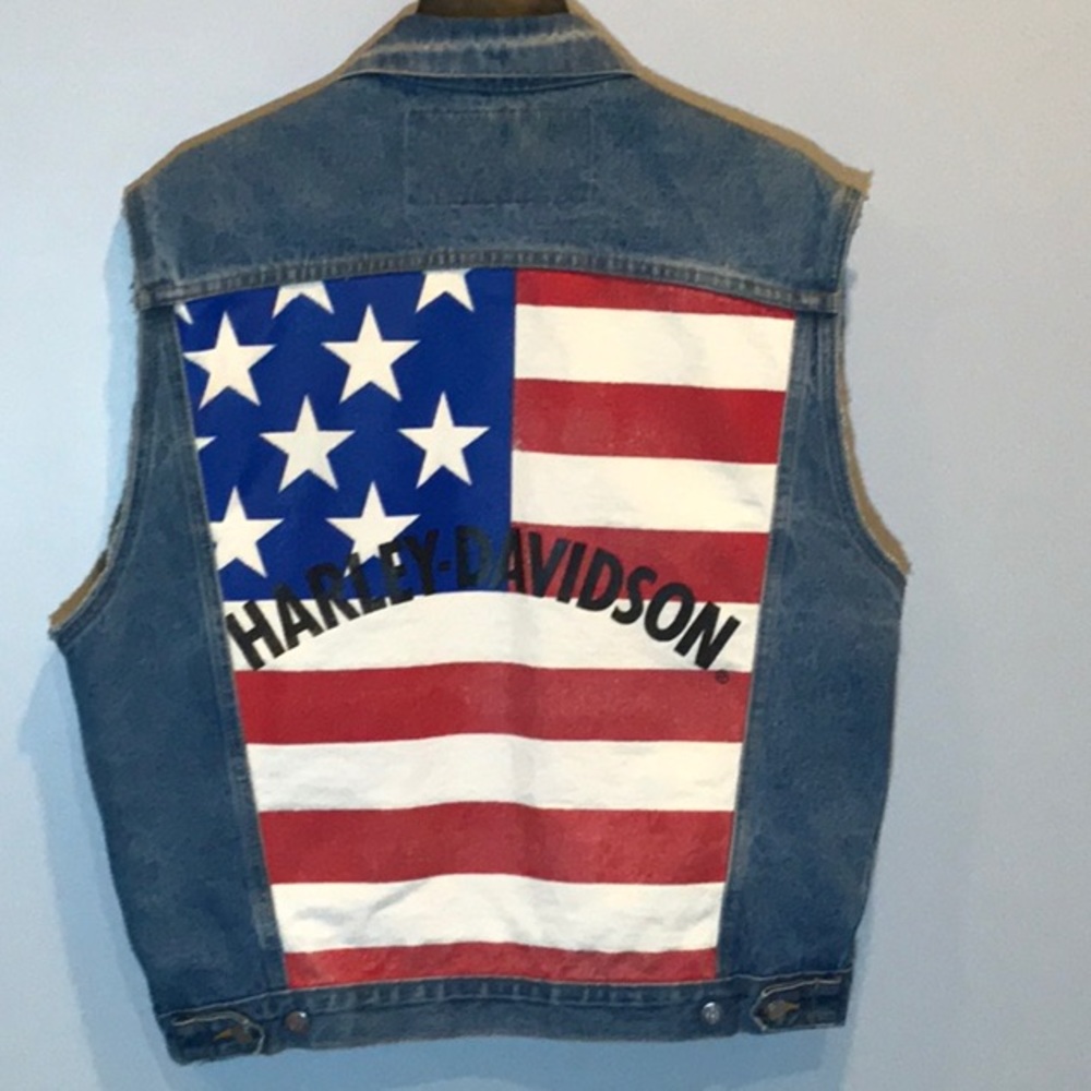 Harley-Davidson denim vest American flag large